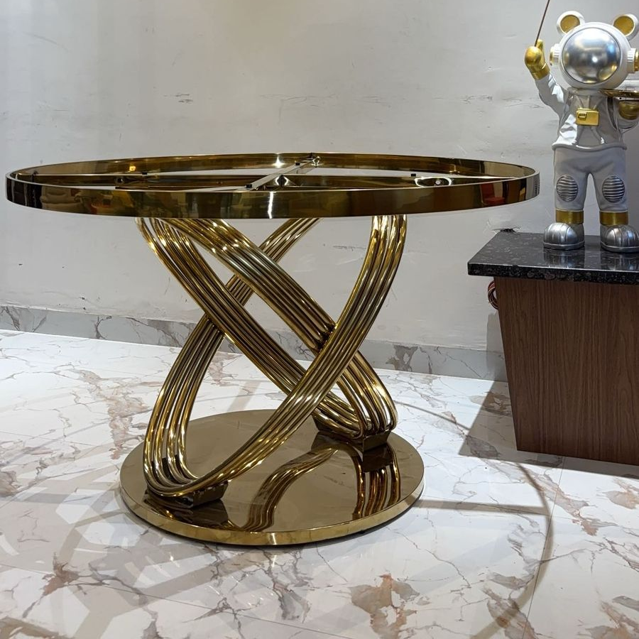 Interwoven Gold Pedestal Table Frame