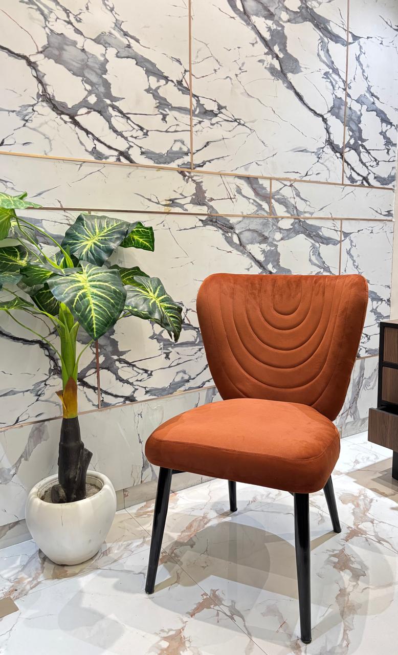 Rust Velvet Arch-Back Chair