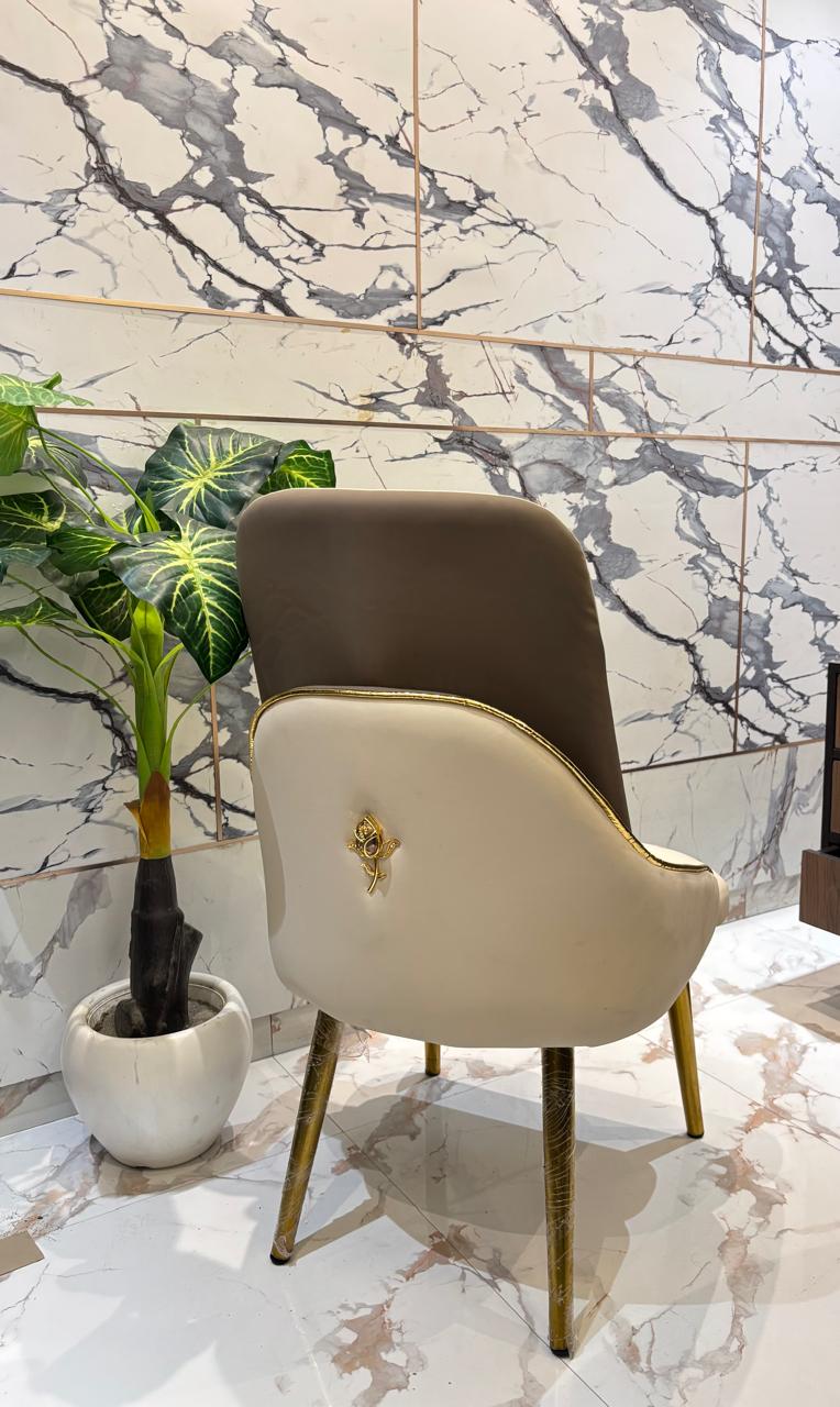 Elegant Gold-Trimmed Upholstered Chair