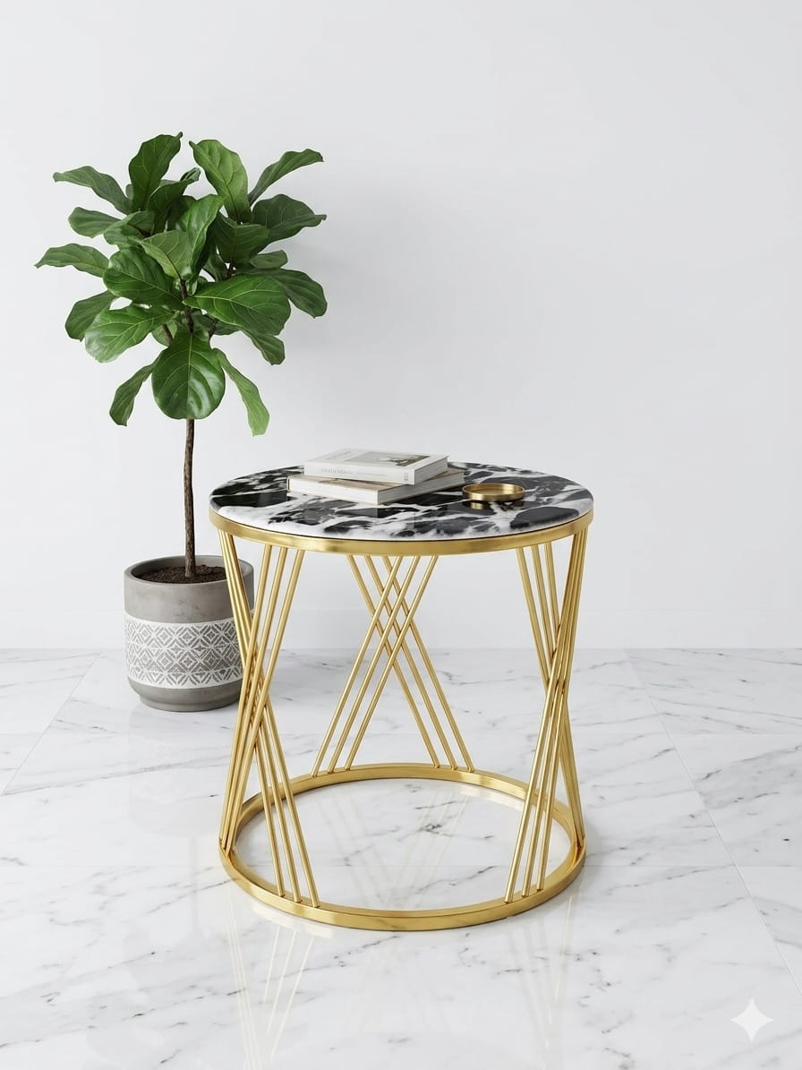 Gold Cross-Weave Centre Table