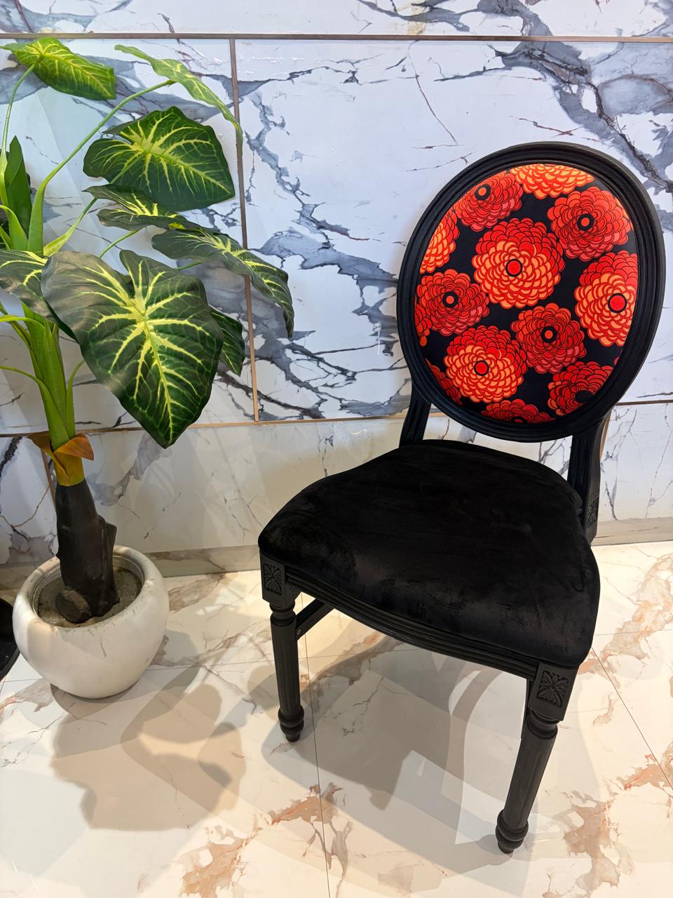 Regal Floral Black Chair