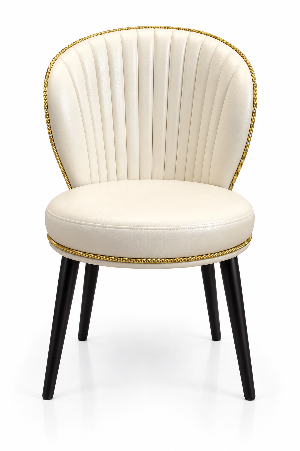Ivory Gold-Trimmed Channel Chair