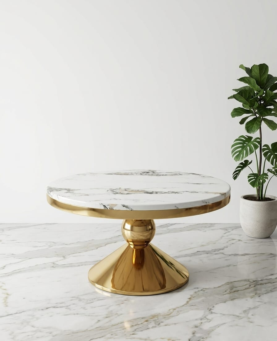 Round Gold Pedestal Table Frame