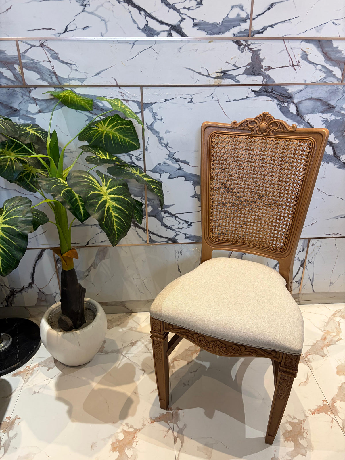 Classic Carved Mesh Back Chair